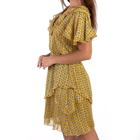 ELMAS PHIL DARK BLUE, GOLD, WHITE DRESS | WOMENS SIZE S - Picture 3 of 5